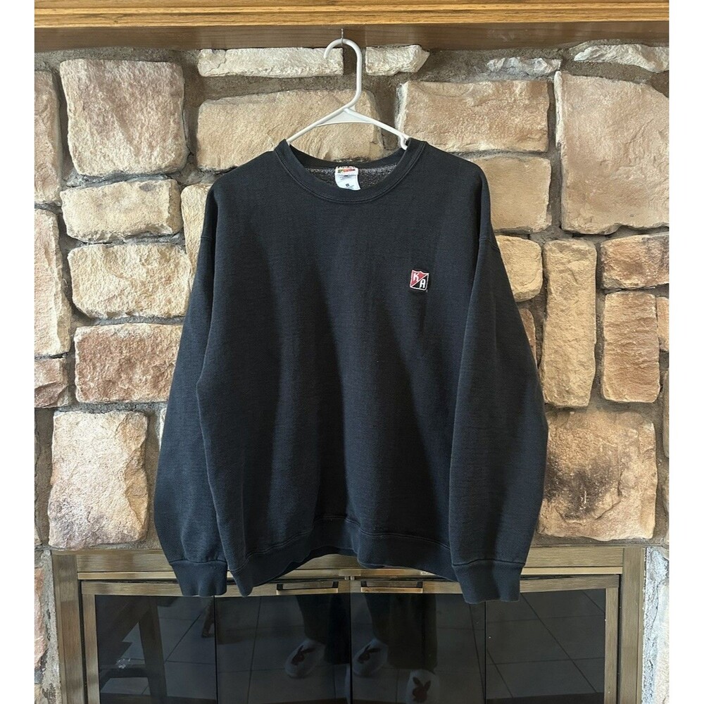 VTG 90s/y2k Faded Black Heavyweight Crewneck Sweatshirt Logo Fruit Of Loom Men L